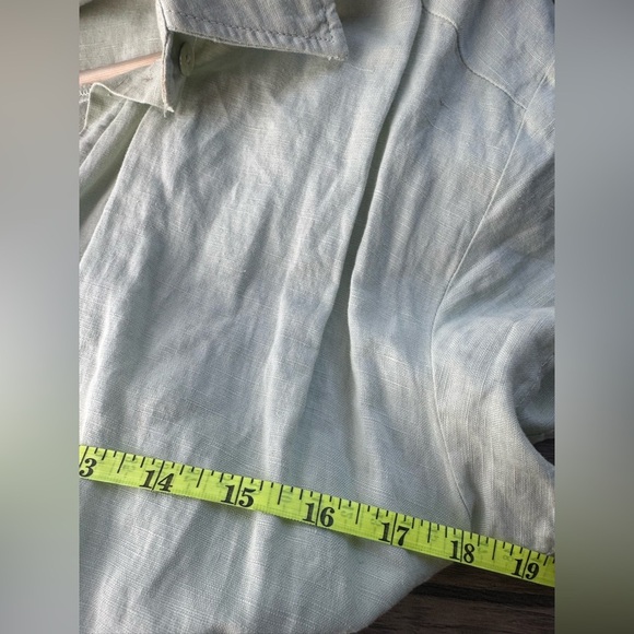 Zara Green Linen Collar Belted Dolman Sleeve Mini Dress - Picture 10 of 10